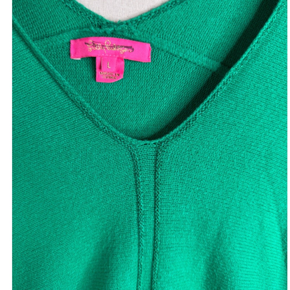 Lilly Pulitzer Stevie Dolman Sleeve V-neck Sweater size Large Green - Picture 3 of 7